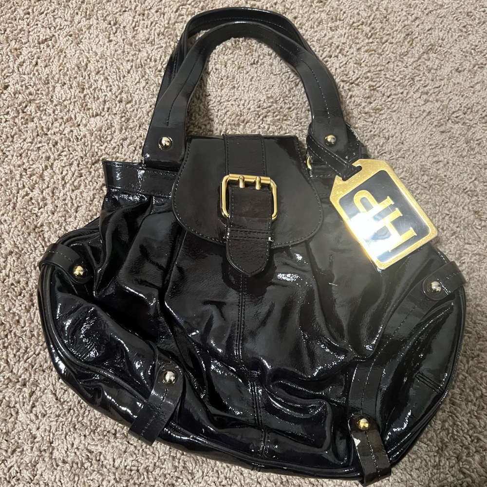 Dooney & Burke Black Patent Leather Handbag HP - Picture 2 of 14